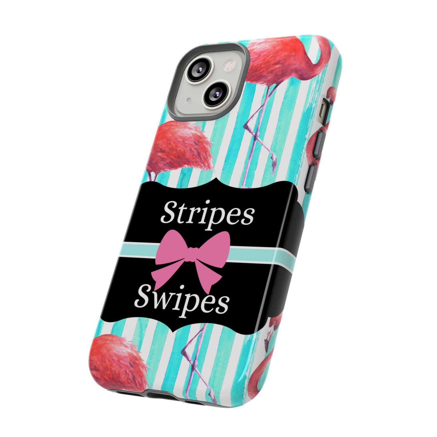 Phone Case iPhone 16/15/14 - Flamingo Stripes & Swipes Tough Case