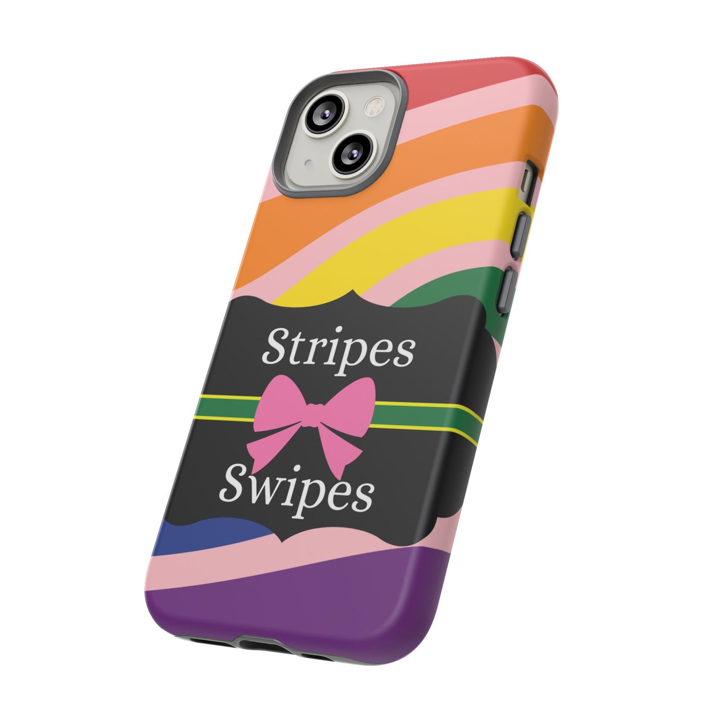 Phone Case iPhone 16/15/14 - Wavy Vivid/Pink Stripes & Swipes Tough Case