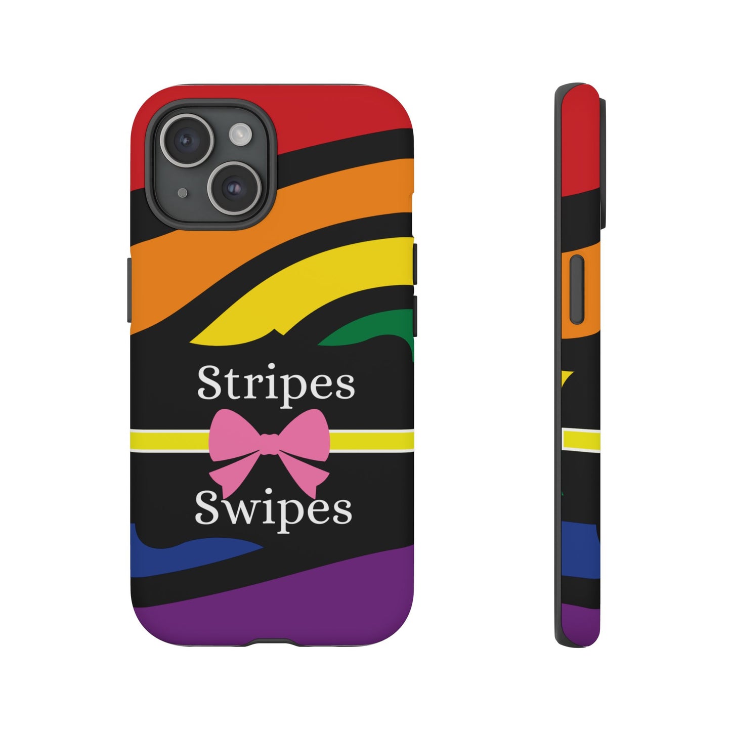 Phone Case iPhone 16/15/14 - Wavy Vivid Stripes & Swipes Tough Case