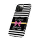 Phone Case iPhone 16/15/14 - Black/White/Yellow Stripes & Swipes Tough Case