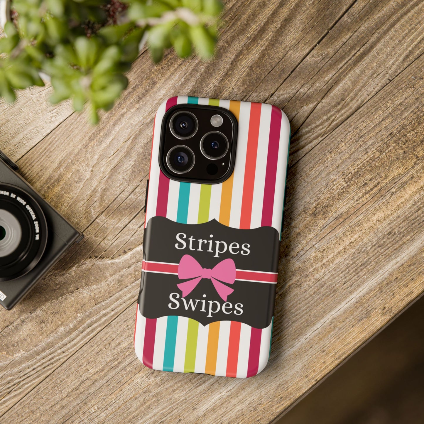 Phone Case iPhone 16/15/14 - Lollipop Stripes & Swipes Tough Case