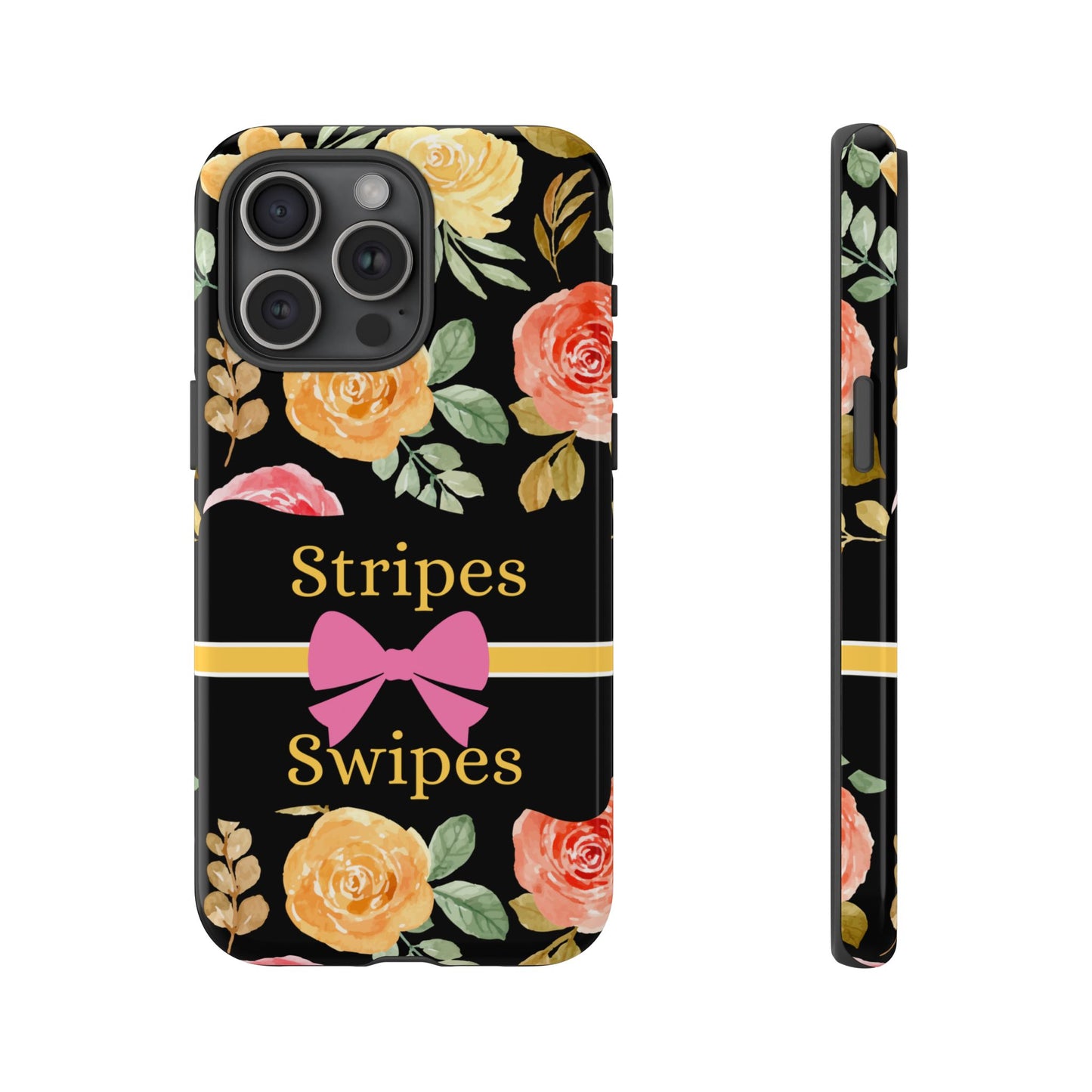 Phone Case iPhone 16/15/14 - Flowers Stripes & Swipes Tough Case