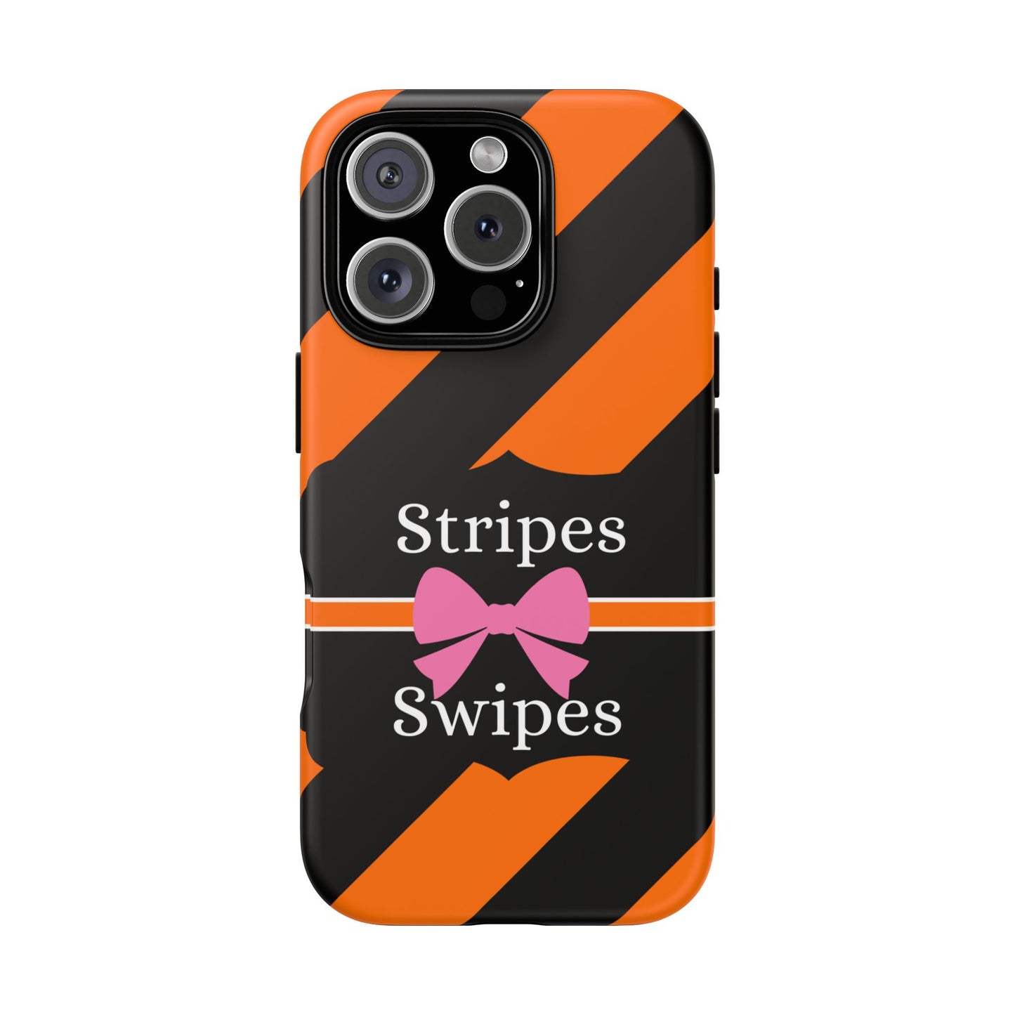 Phone Case iPhone 16/15/14 - Orange/Black Stripes & Swipes Tough Case