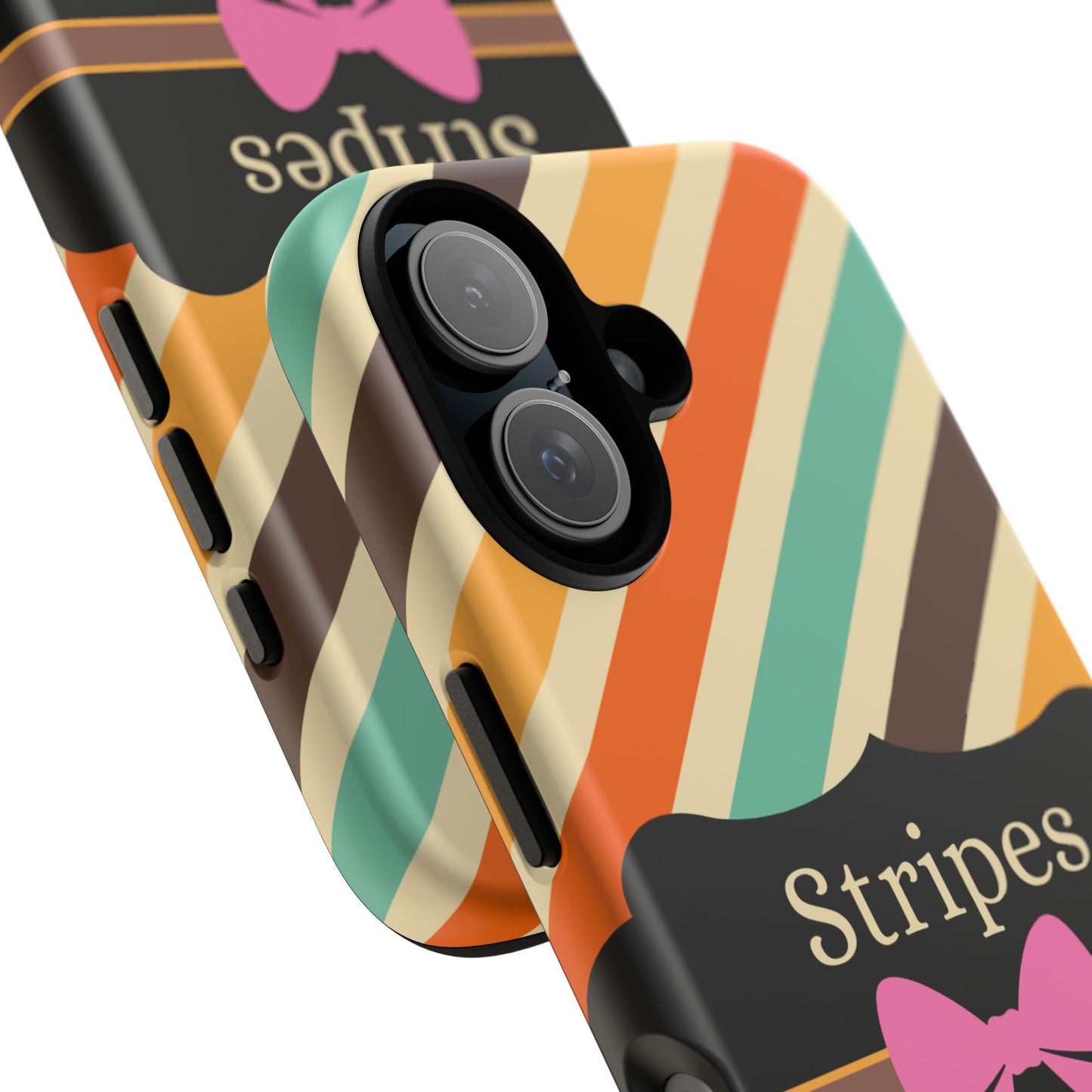 Phone Case iPhone 16/15/14 - Diagonal Retro Stripes & Swipes Tough Case