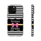 Phone Case iPhone 16/15/14 - Black/White/Yellow Stripes & Swipes Tough Case