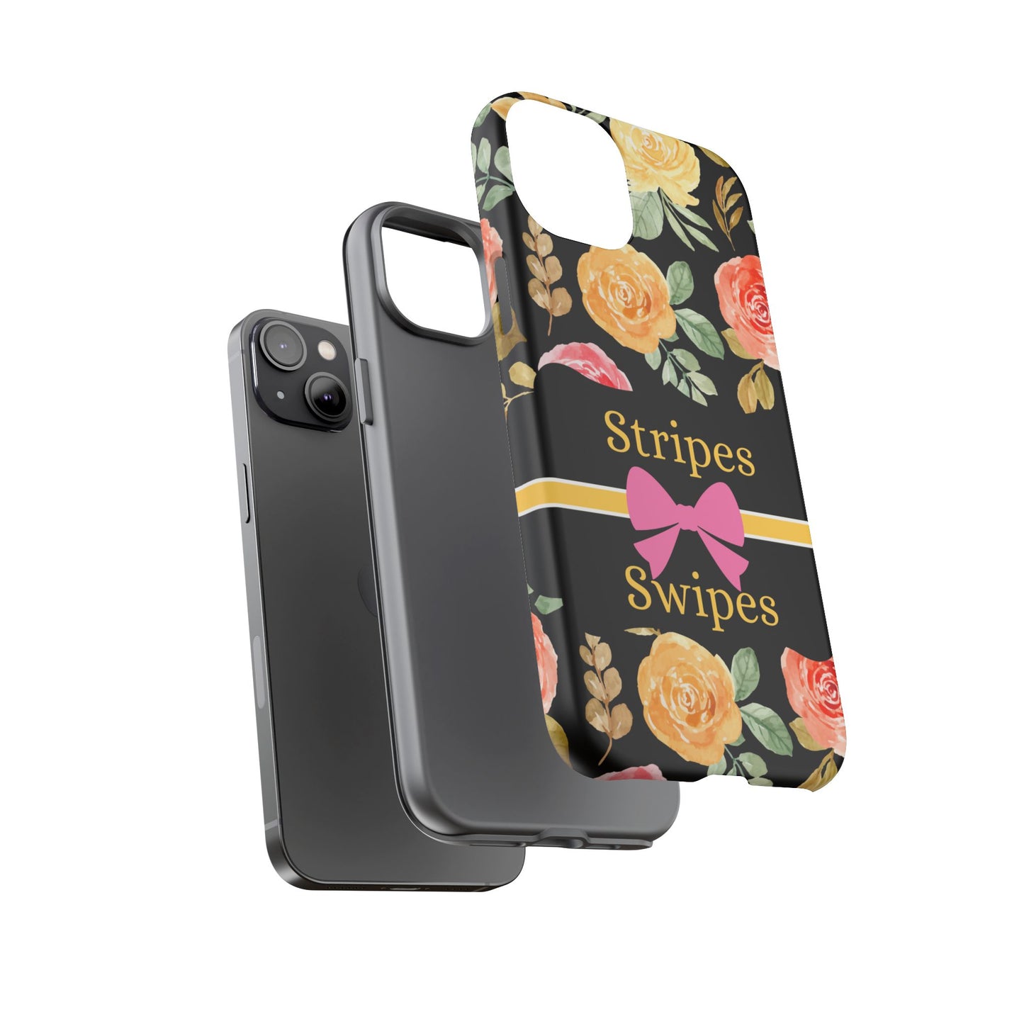 Phone Case iPhone 16/15/14 - Flowers Stripes & Swipes Tough Case