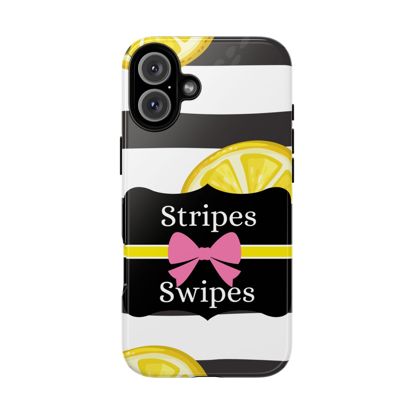 Phone Case iPhone 16/15/14 - Lemony Stripes & Swipes Tough Case