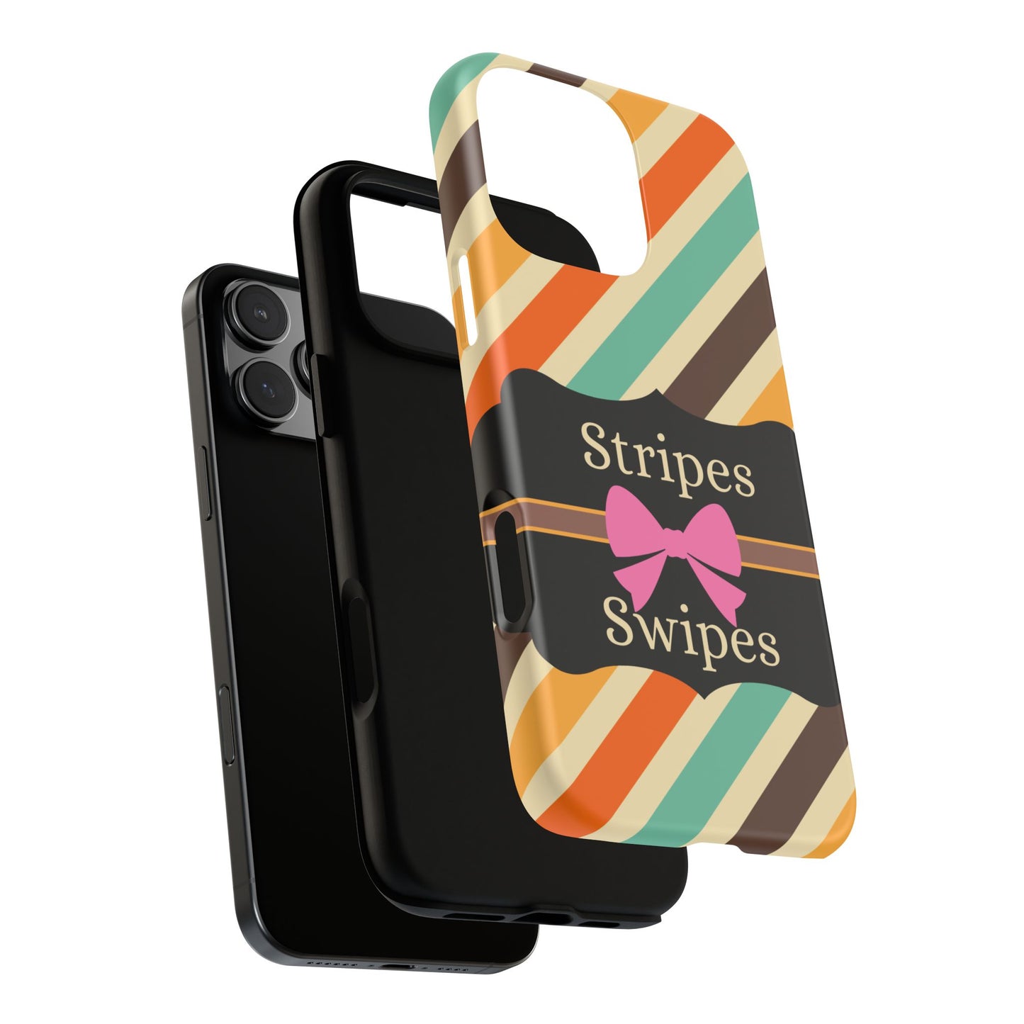 Phone Case iPhone 16/15/14 - Diagonal Retro Stripes & Swipes Tough Case