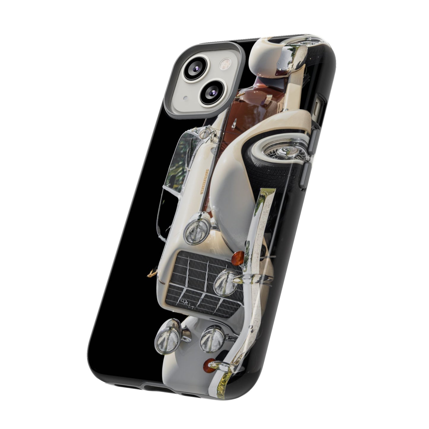 Phone Case iPhone 16/15/14 - Beige Vintage Car Tough Case