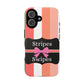 Phone Case iPhone 16/15/14 - Peachy Stripes & Swipes Tough Case