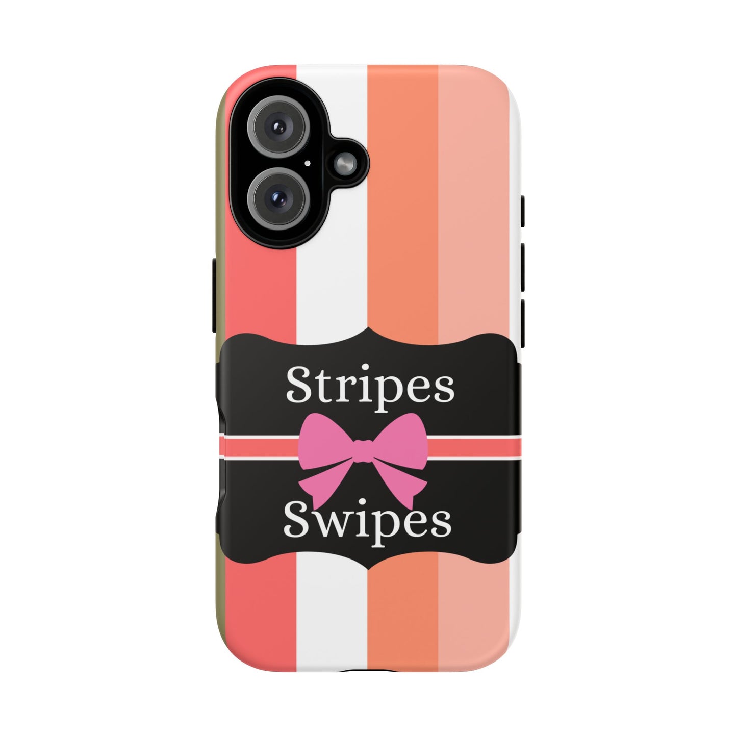 Phone Case iPhone 16/15/14 - Peachy Stripes & Swipes Tough Case