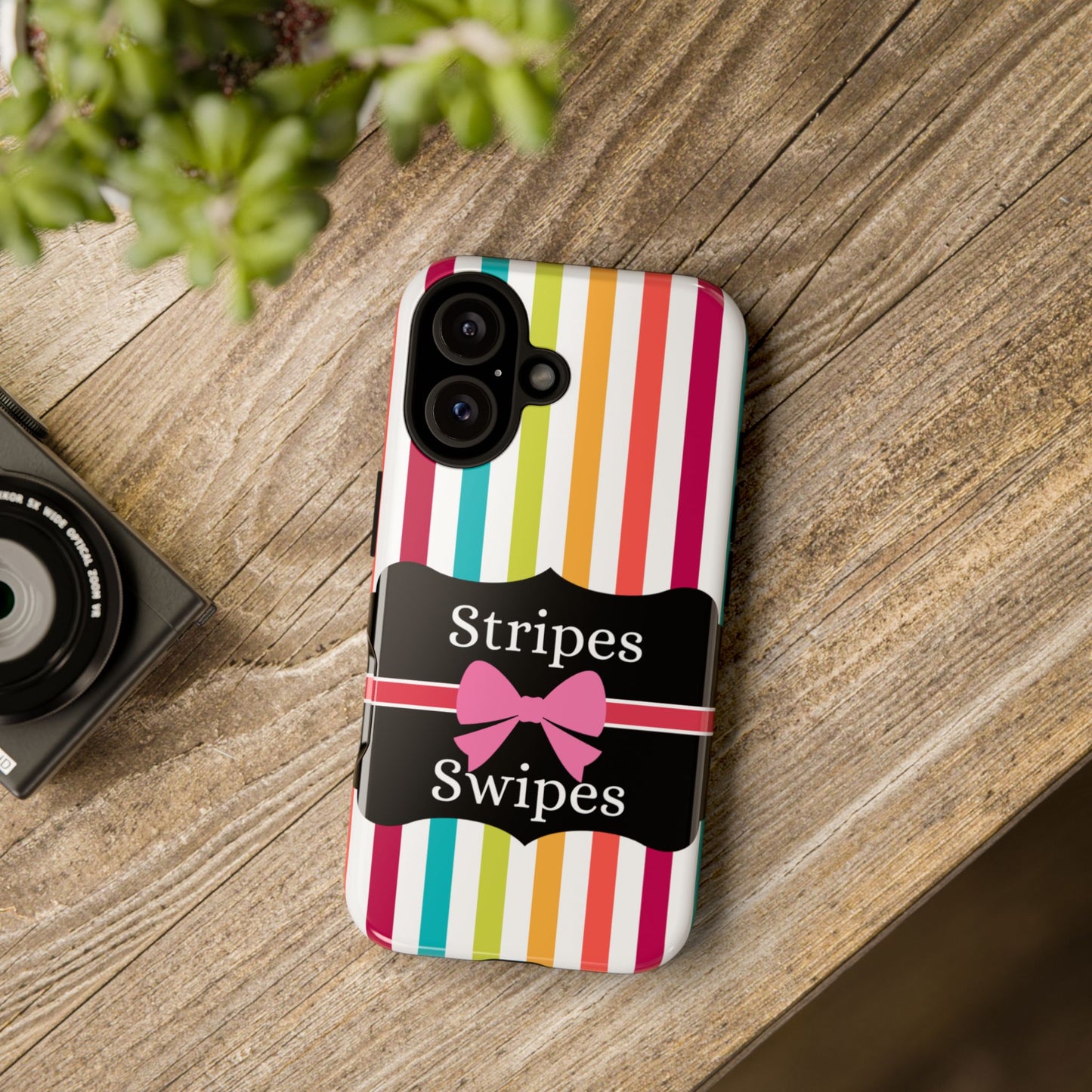 Phone Case iPhone 16/15/14 - Lollipop Stripes & Swipes Tough Case