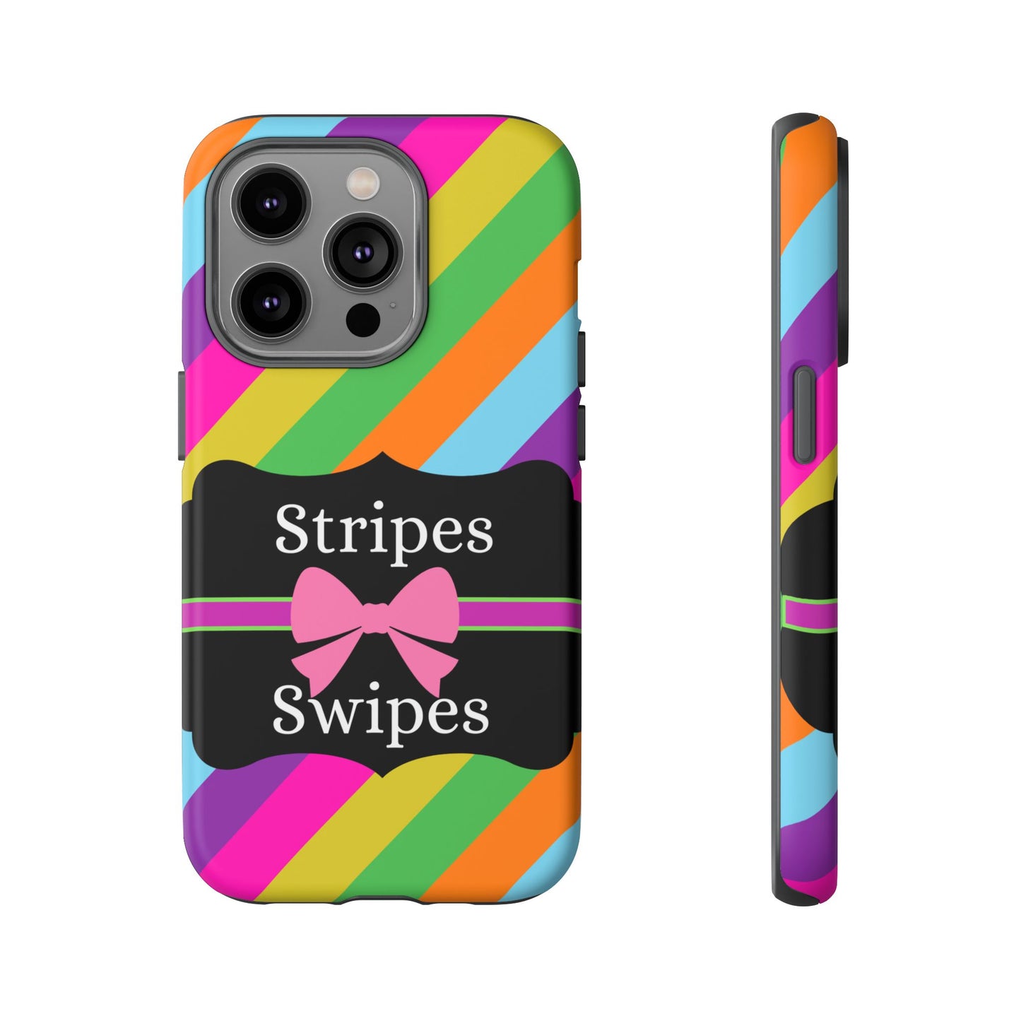 Phone Case iPhone 16/15/14 - Diagonal Vivid Stripes & Swipes Tough Case