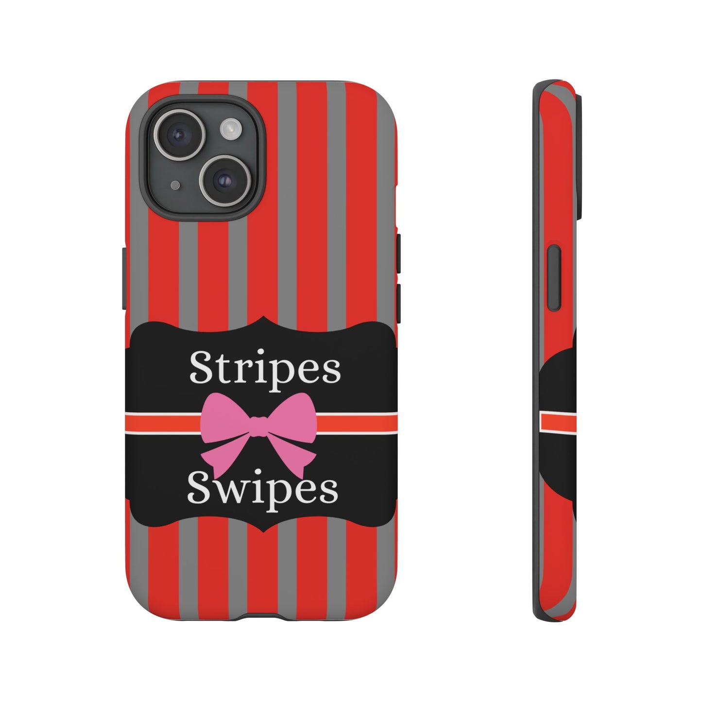 Phone Case iPhone 16/15/14 - Red/Gray Stripes & Swipes Tough Case