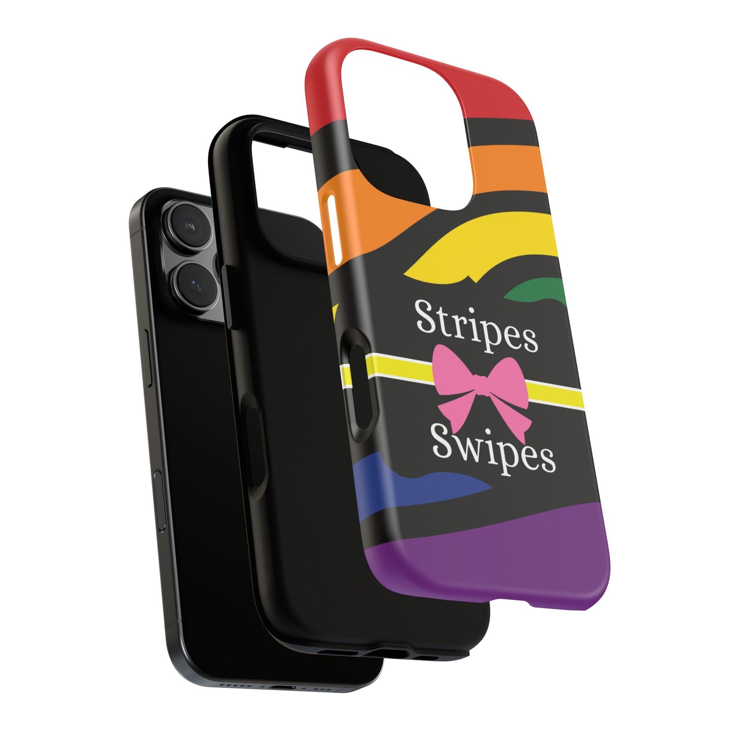 Phone Case iPhone 16/15/14 - Wavy Vivid Stripes & Swipes Tough Case