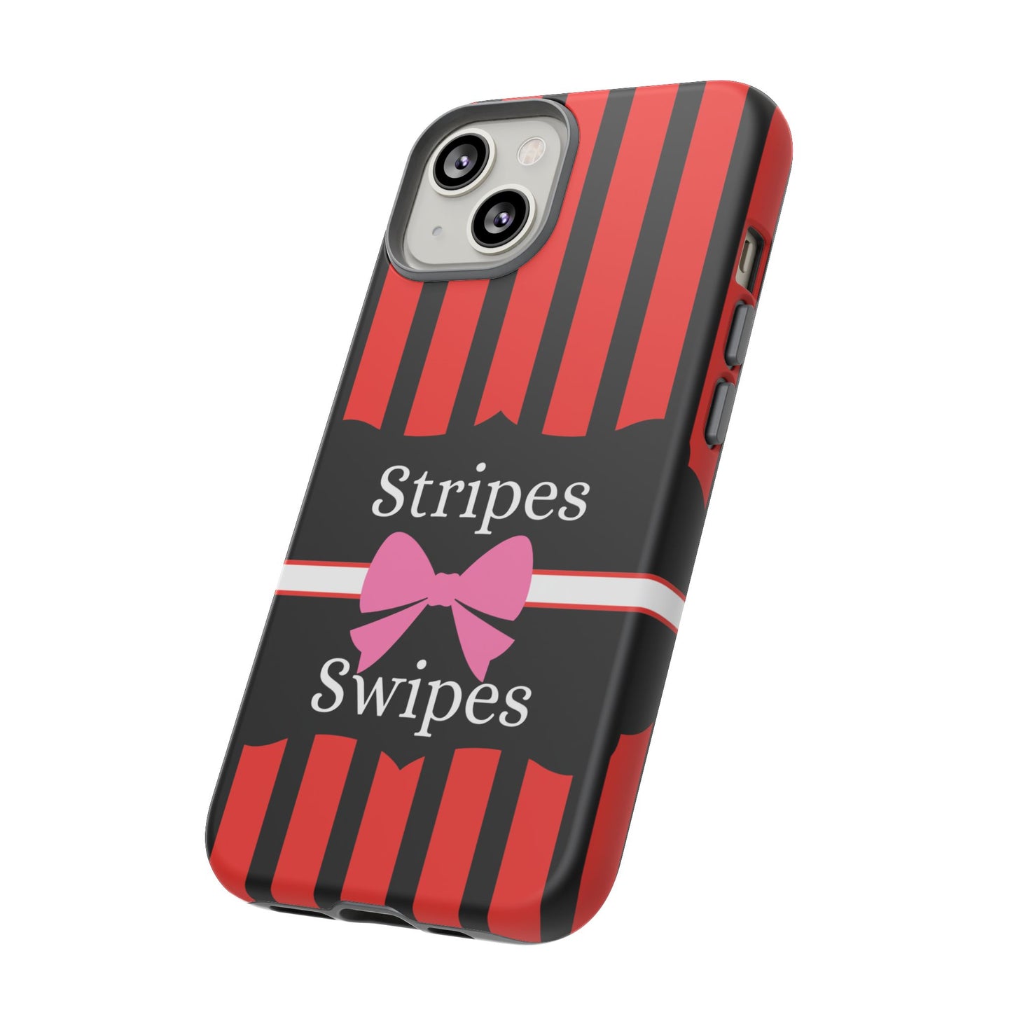 Phone Case iPhone 16/15/14 - Red/Black/White Stripes & Swipes Tough Case