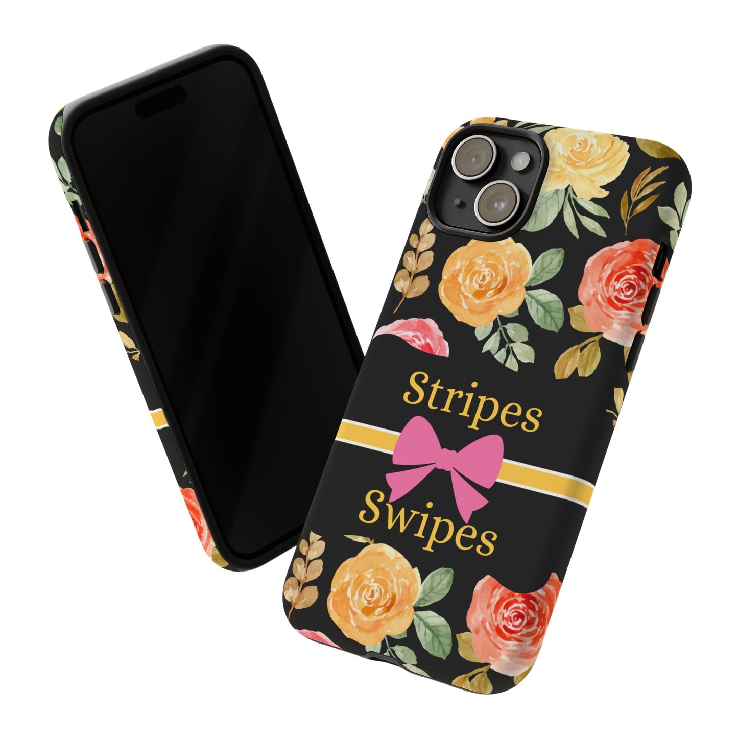 Phone Case iPhone 16/15/14 - Flowers Stripes & Swipes Tough Case