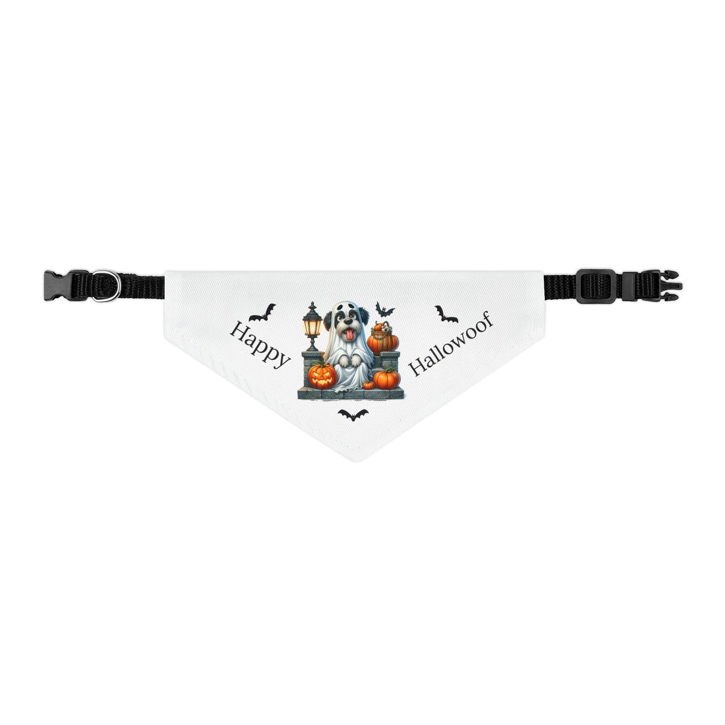 Happy "Hallowoof" - SMALL Pet Bandana Collar WHITE 06