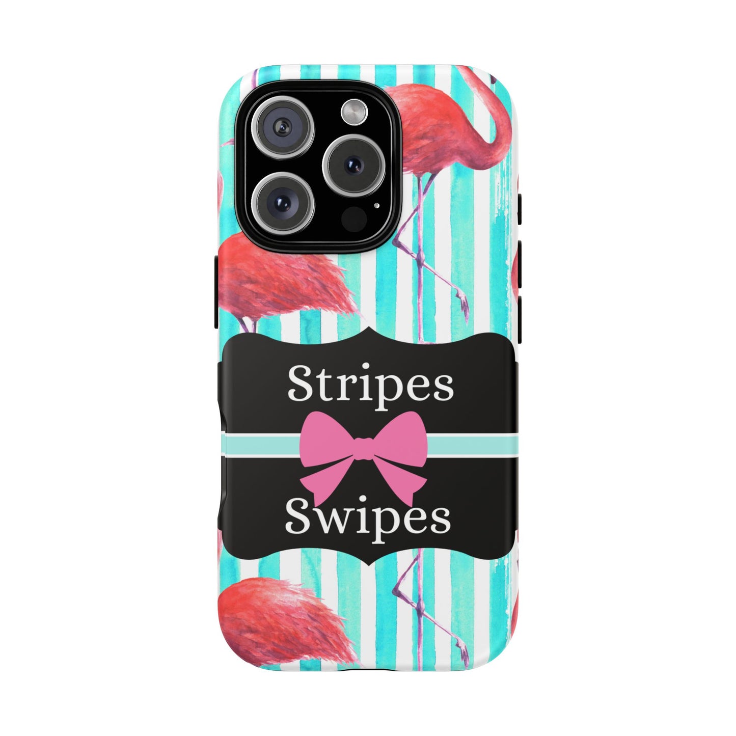 Phone Case iPhone 16/15/14 - Flamingo Stripes & Swipes Tough Case