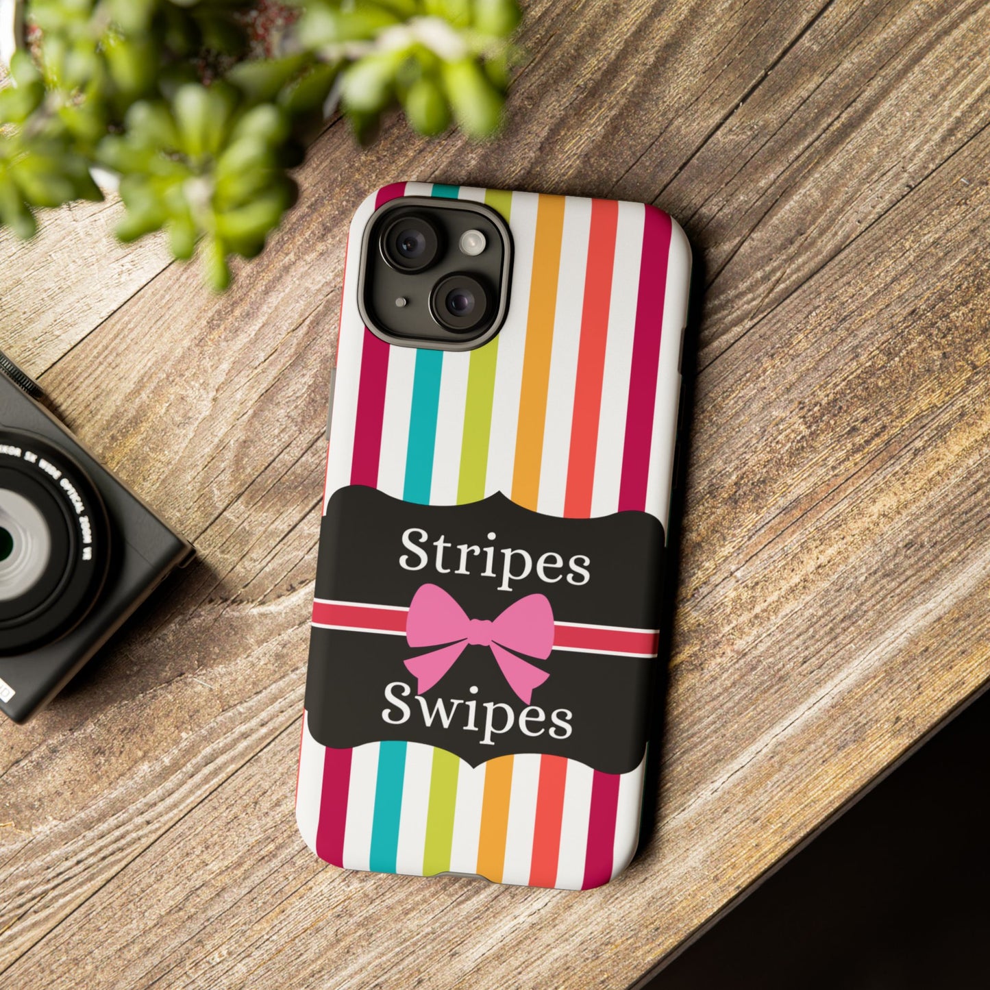 Phone Case iPhone 16/15/14 - Lollipop Stripes & Swipes Tough Case