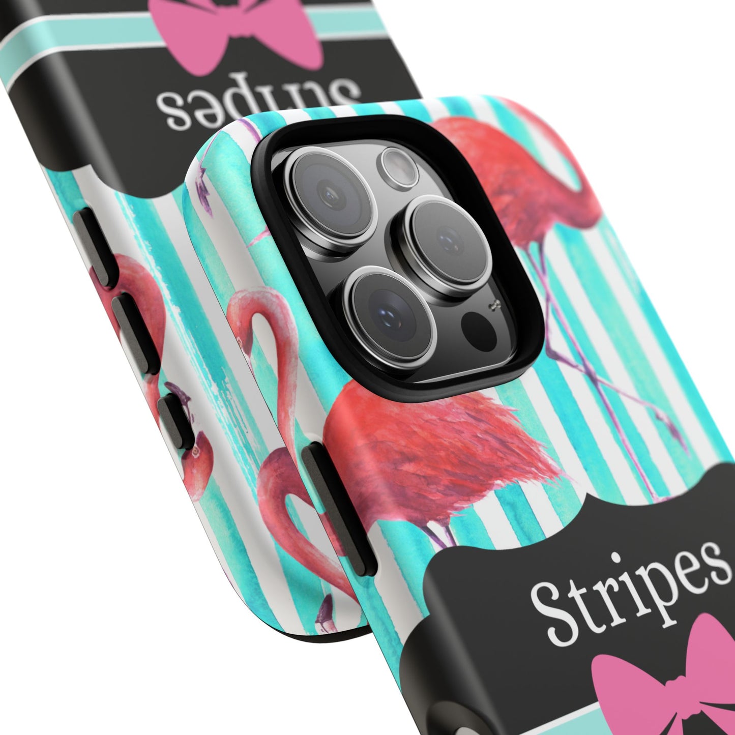 Phone Case iPhone 16/15/14 - Flamingo Stripes & Swipes Tough Case