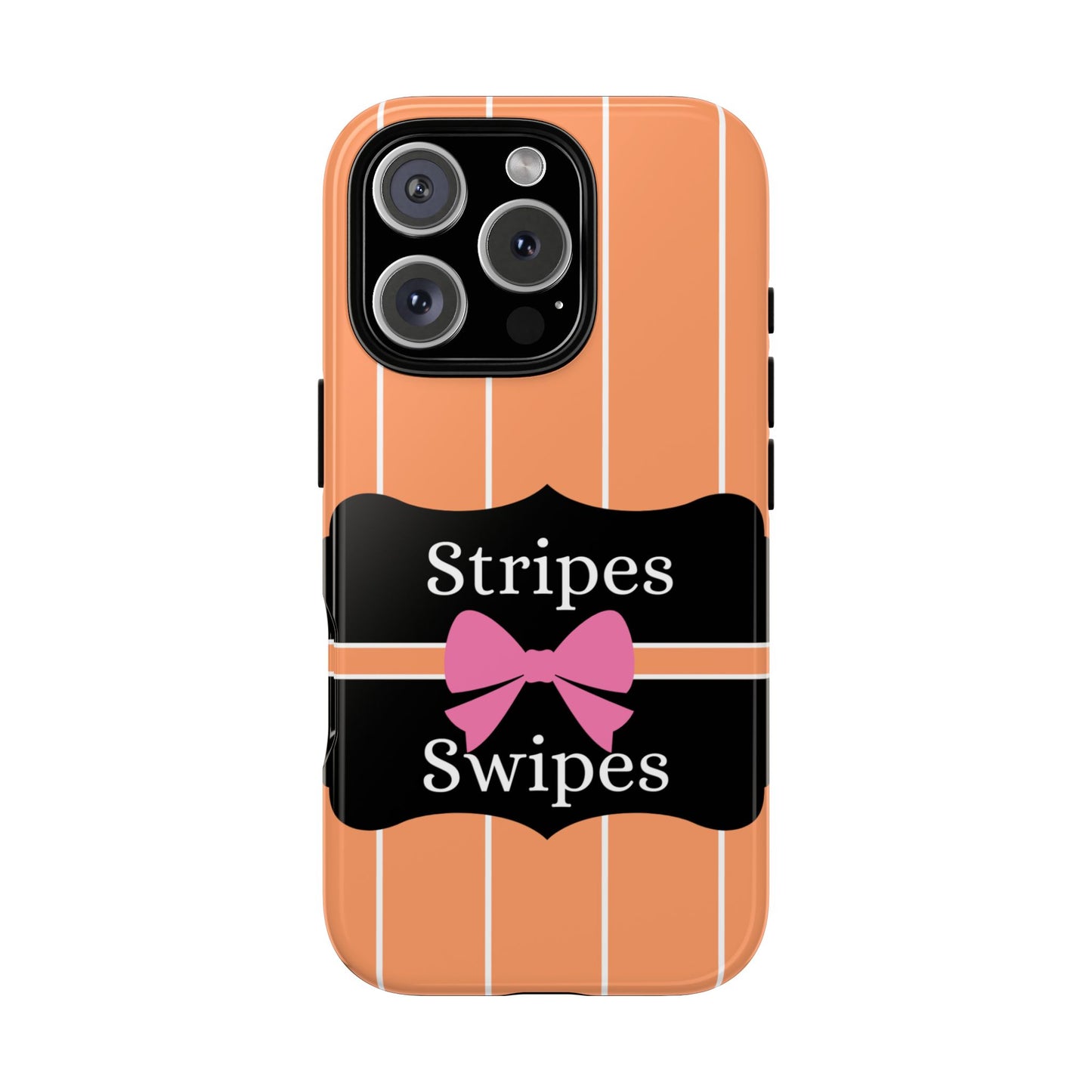 Phone Case iPhone 16/15/14 - Orange/White Stripes & Swipes Tough Case