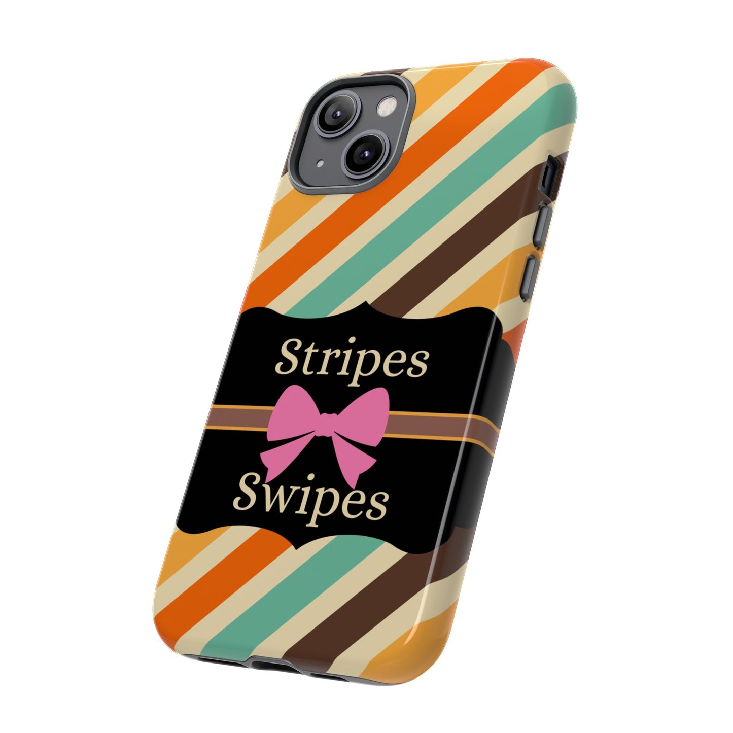 Phone Case iPhone 16/15/14 - Diagonal Retro Stripes & Swipes Tough Case