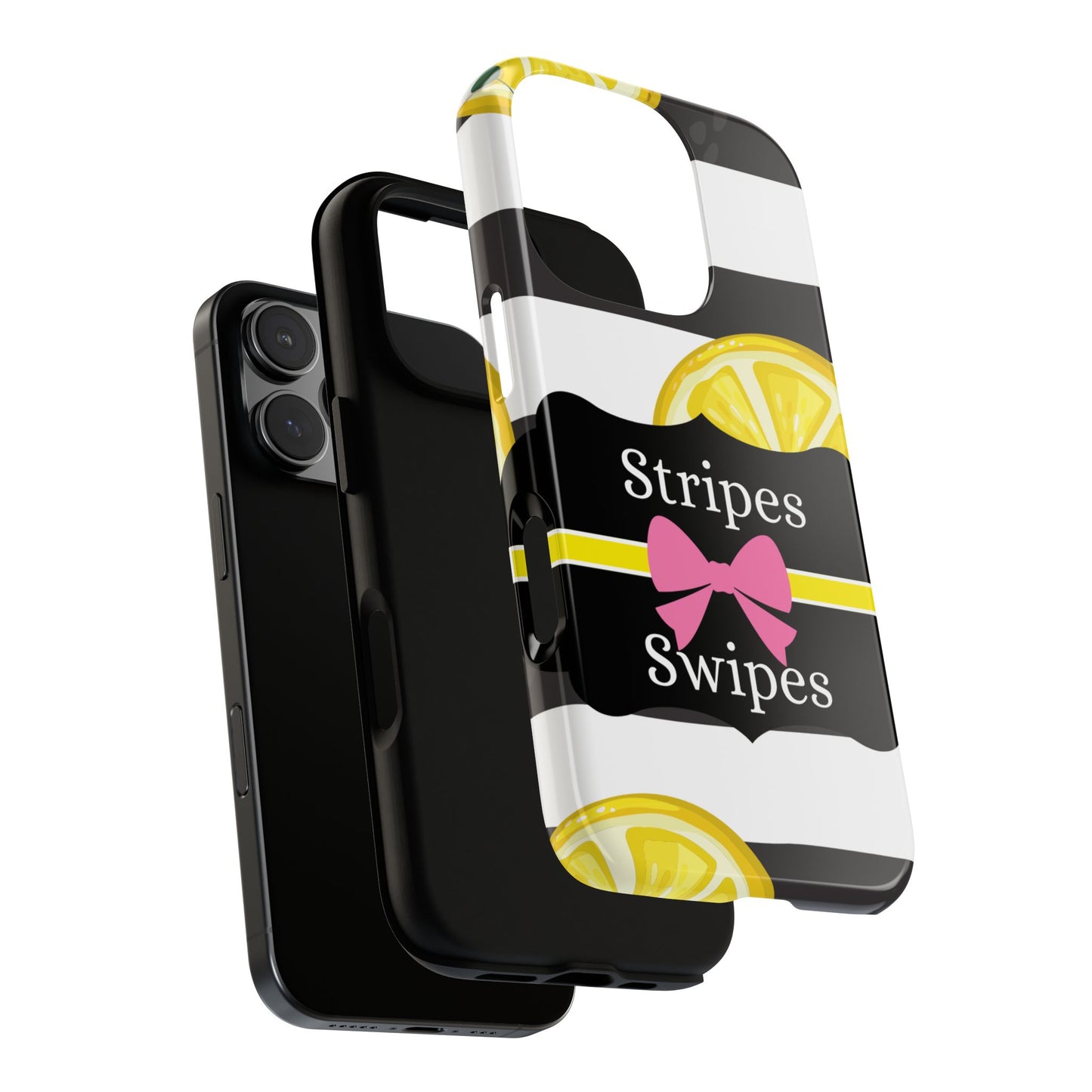 Phone Case iPhone 16/15/14 - Lemony Stripes & Swipes Tough Case