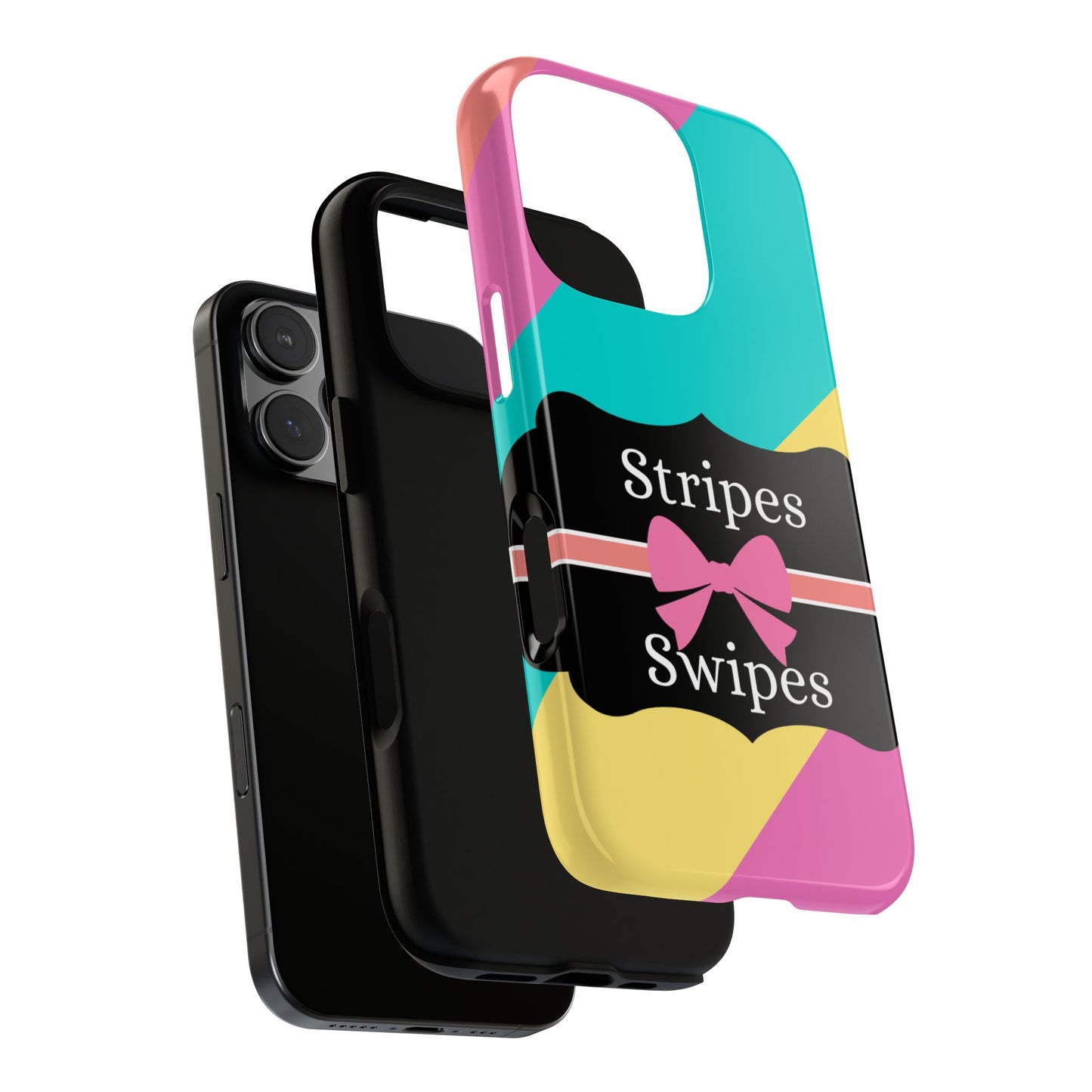 Phone Case iPhone 16/15/14 - Cotton Candy Stripes & Swipes Tough Case