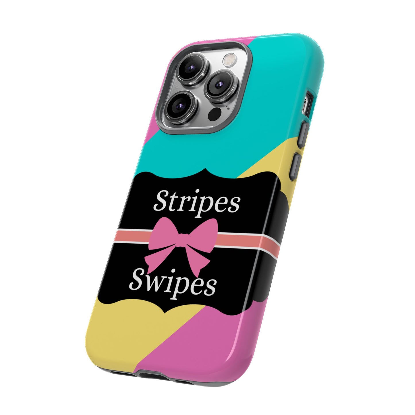 Phone Case iPhone 16/15/14 - Cotton Candy Stripes & Swipes Tough Case