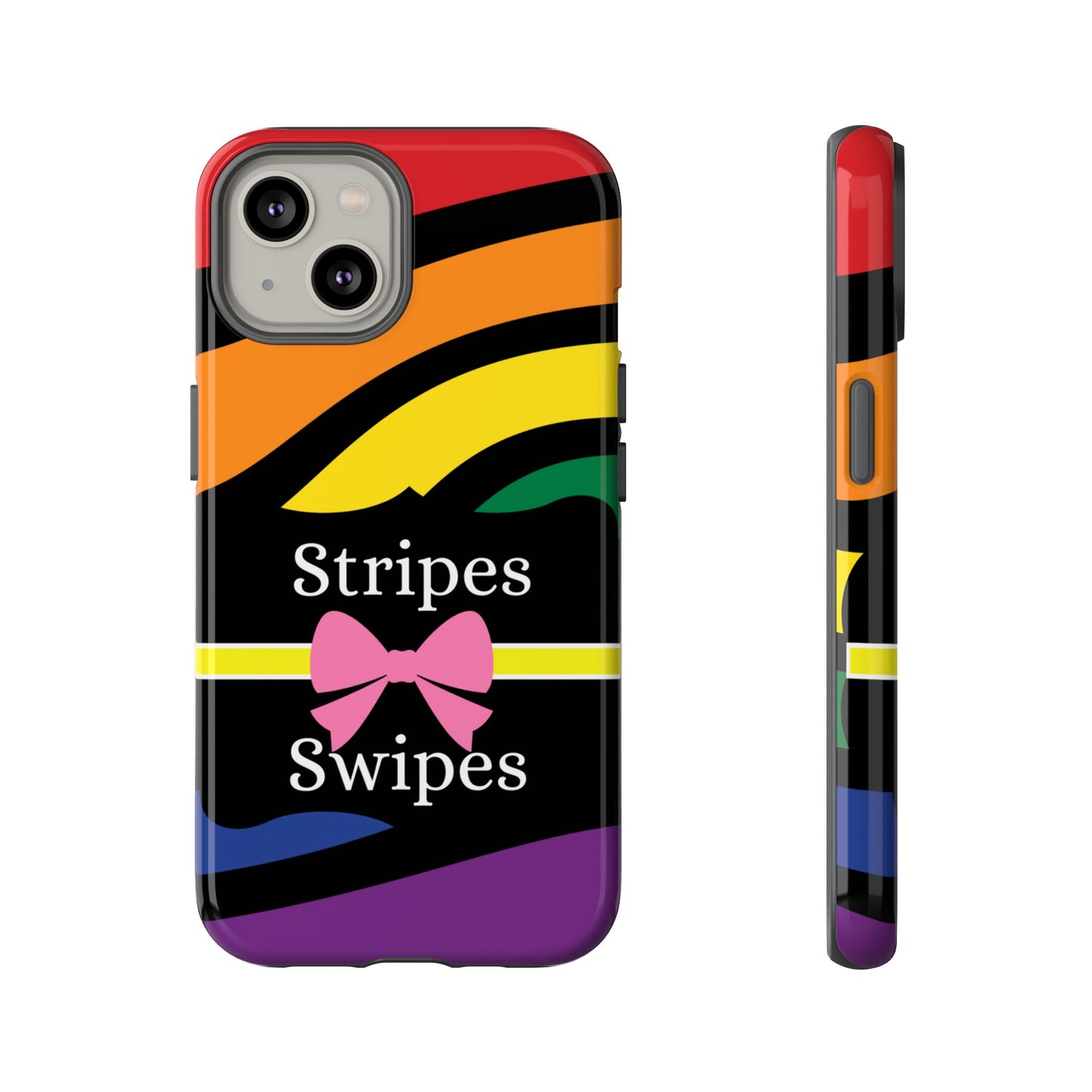 Phone Case iPhone 16/15/14 - Wavy Vivid Stripes & Swipes Tough Case