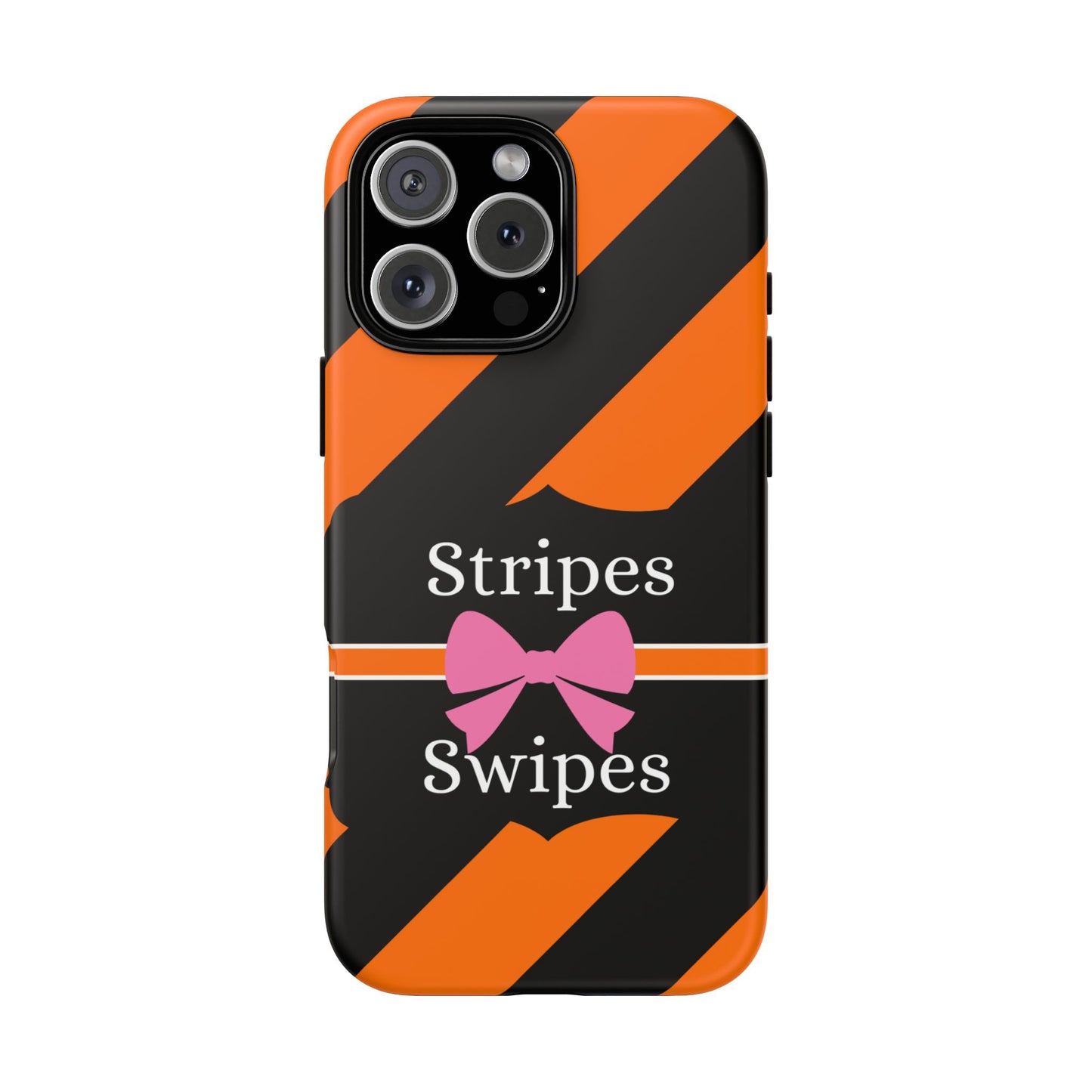 Phone Case iPhone 16/15/14 - Orange/Black Stripes & Swipes Tough Case