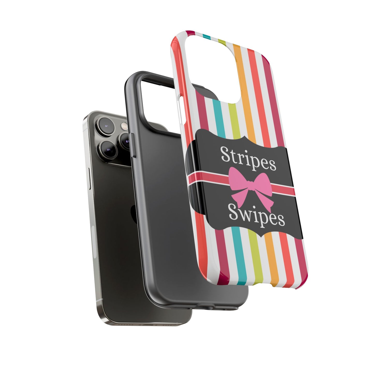 Phone Case iPhone 16/15/14 - Lollipop Stripes & Swipes Tough Case