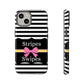 Phone Case iPhone 16/15/14 - Black/White/Yellow Stripes & Swipes Tough Case