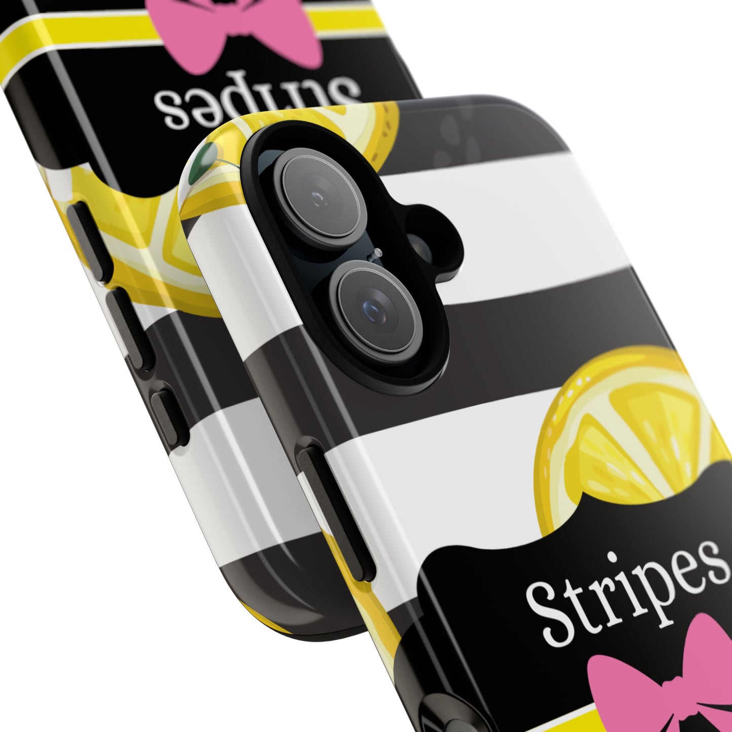 Phone Case iPhone 16/15/14 - Lemony Stripes & Swipes Tough Case