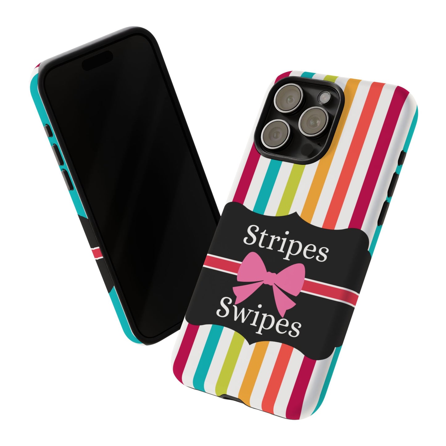 Phone Case iPhone 16/15/14 - Lollipop Stripes & Swipes Tough Case