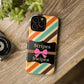 Phone Case iPhone 16/15/14 - Diagonal Retro Stripes & Swipes Tough Case