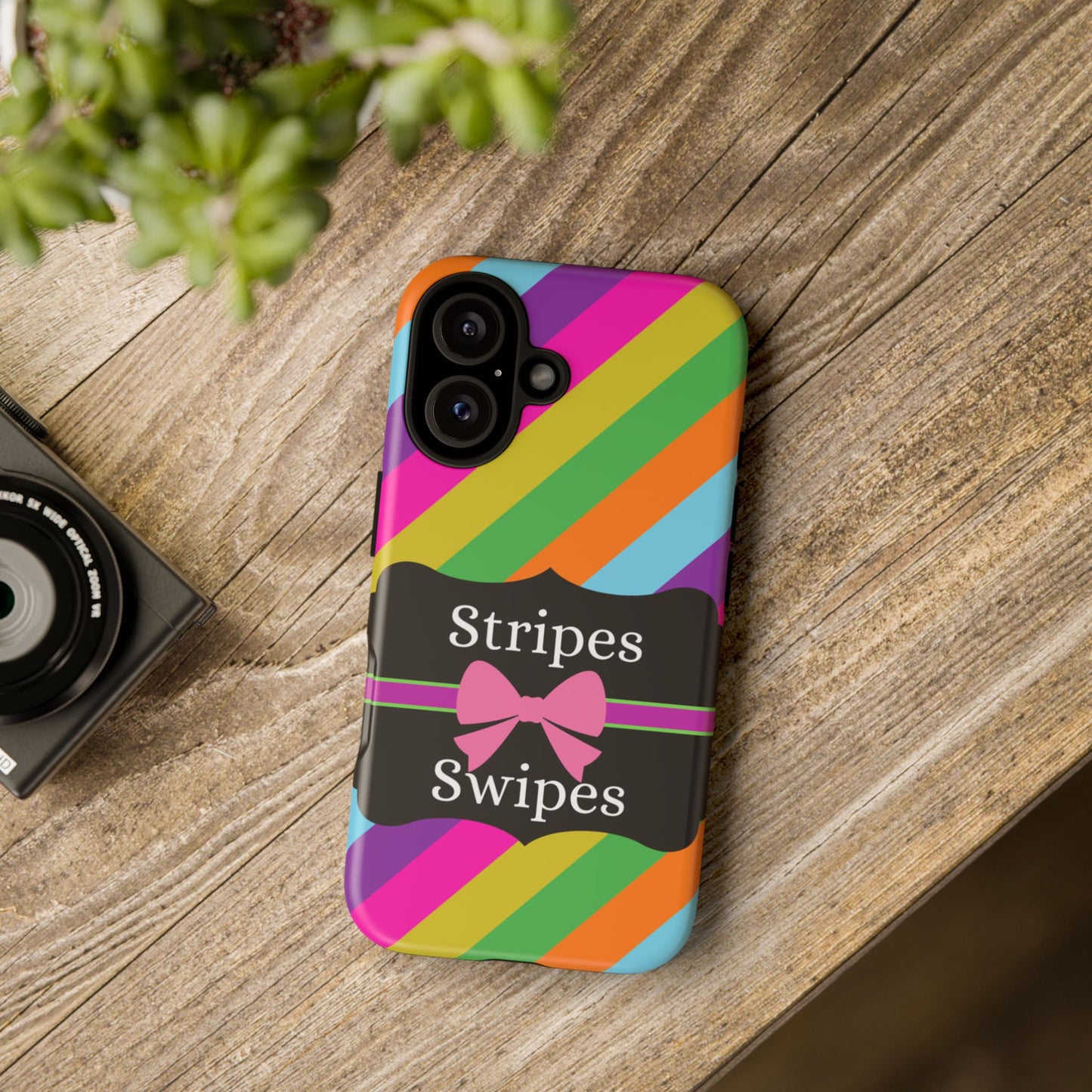 Phone Case iPhone 16/15/14 - Diagonal Vivid Stripes & Swipes Tough Case