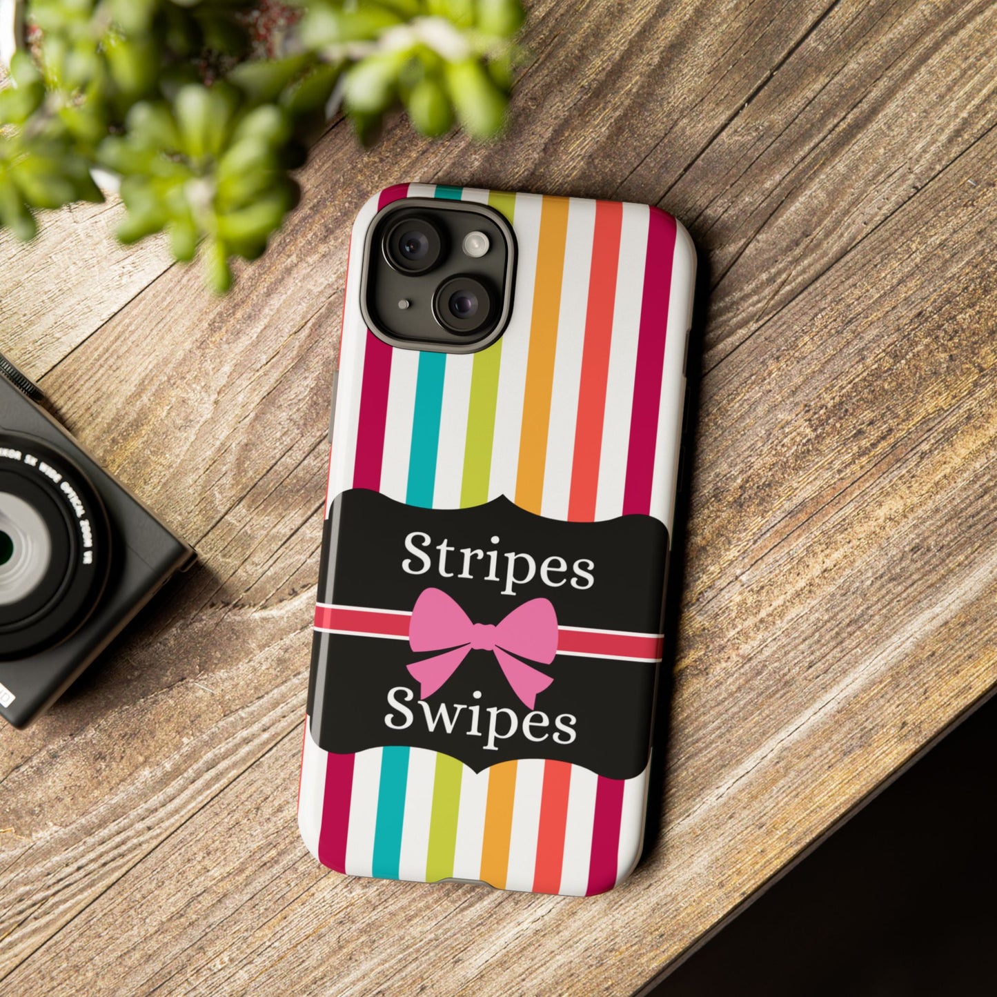 Phone Case iPhone 16/15/14 - Lollipop Stripes & Swipes Tough Case