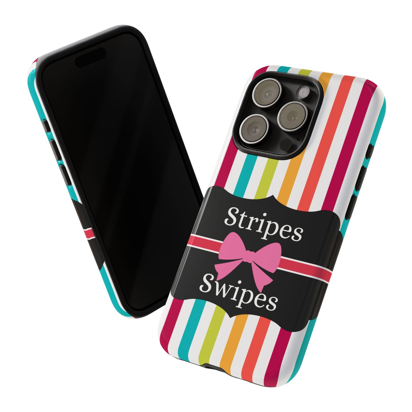 Phone Case iPhone 16/15/14 - Lollipop Stripes & Swipes Tough Case