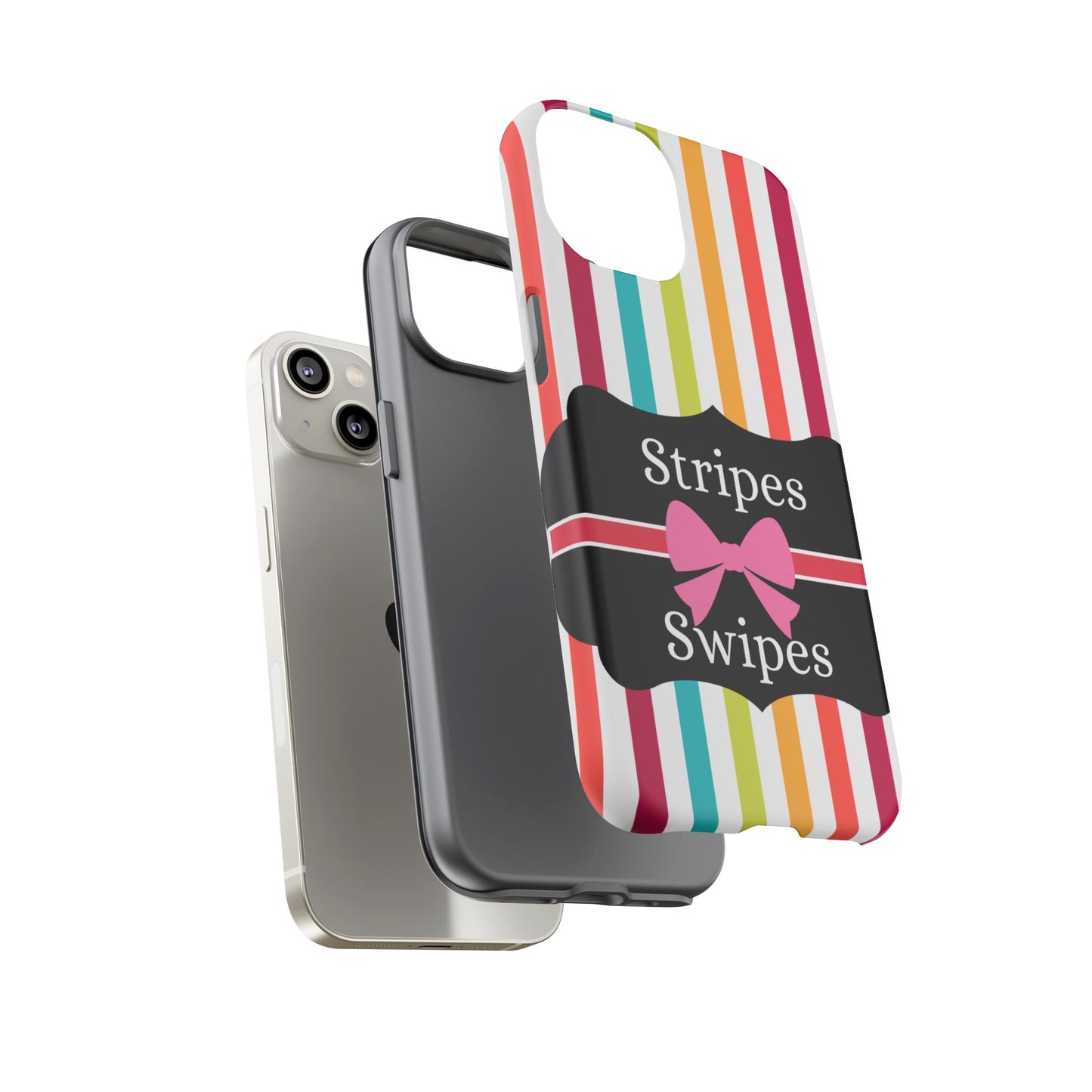 Phone Case iPhone 16/15/14 - Lollipop Stripes & Swipes Tough Case