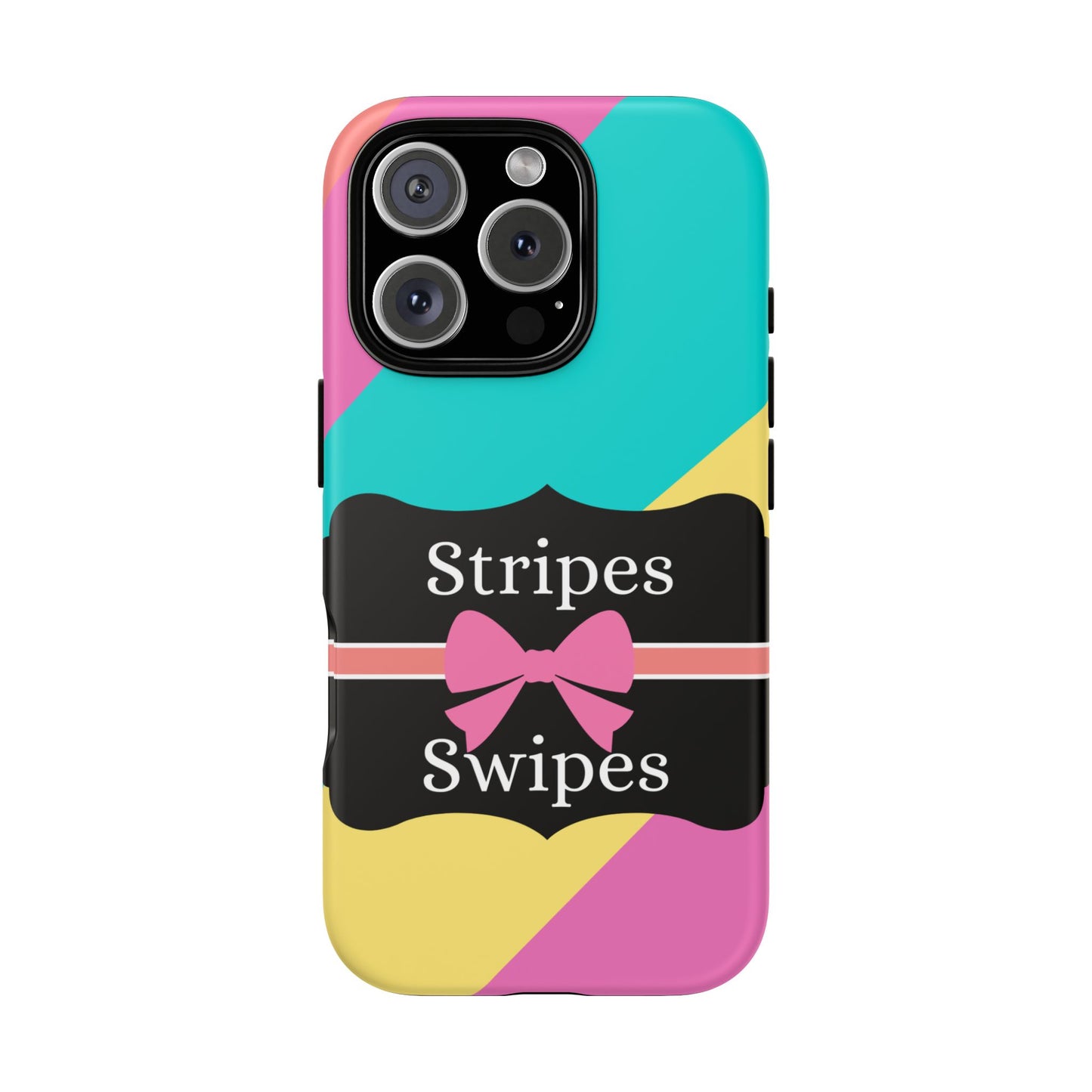 Phone Case iPhone 16/15/14 - Cotton Candy Stripes & Swipes Tough Case