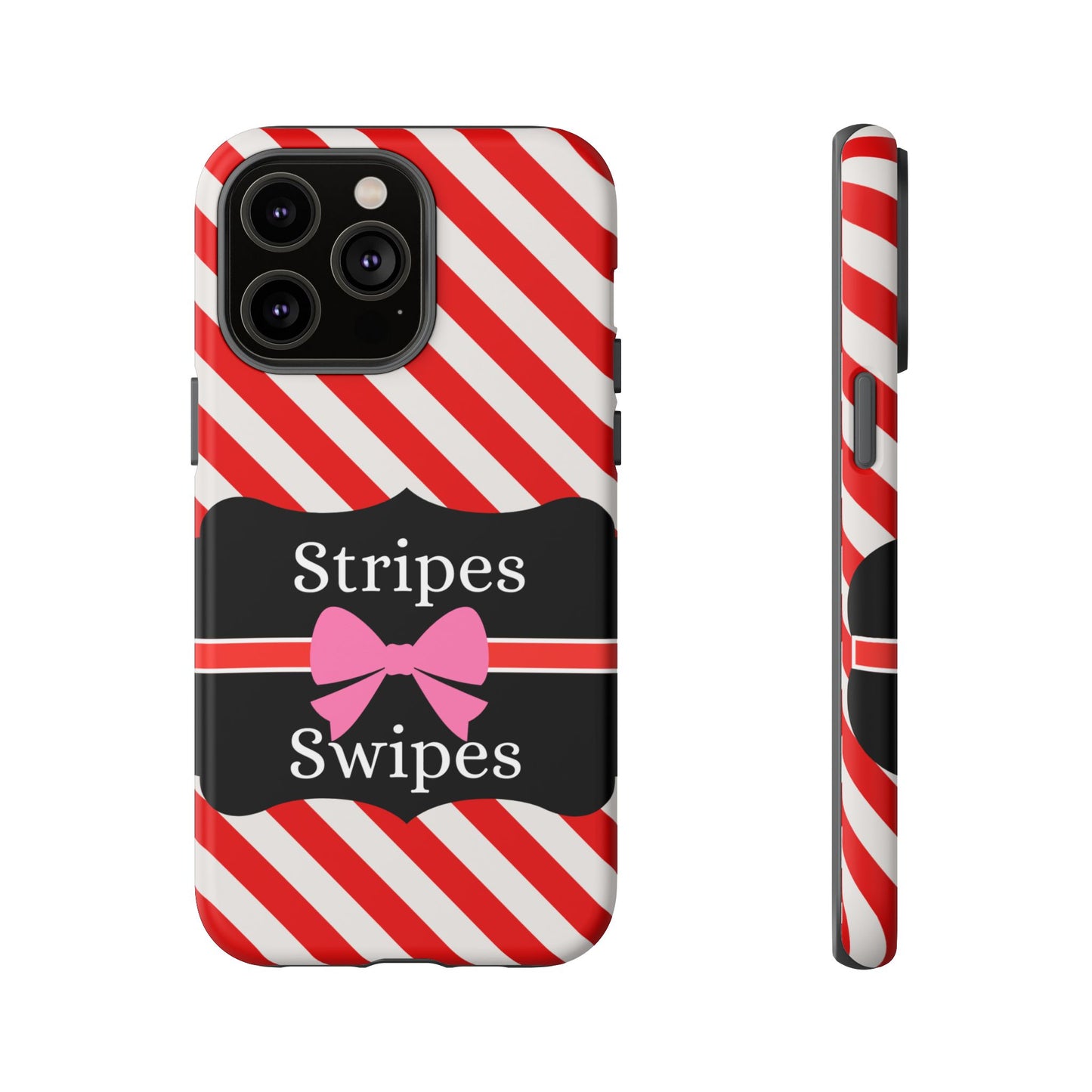 Phone Case iPhone 16/15/14 - Red/White Stripes & Swipes Tough Case