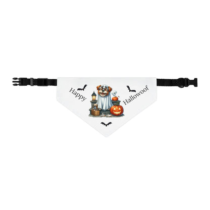 Happy "Hallowoof" - MEDIUM Pet Bandana Collar WHITE 05