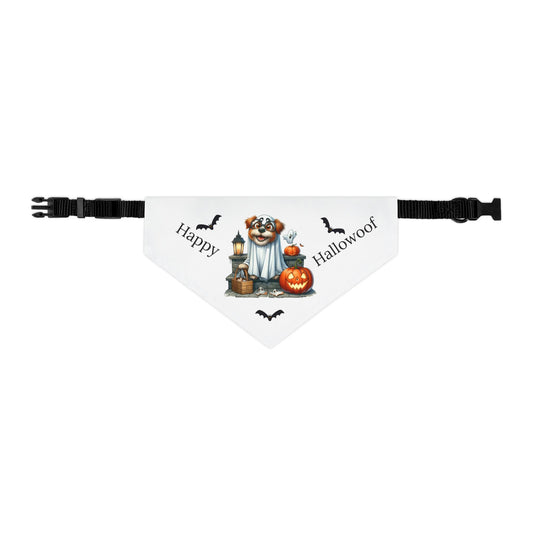 Happy "Hallowoof" - MEDIUM Pet Bandana Collar WHITE 05