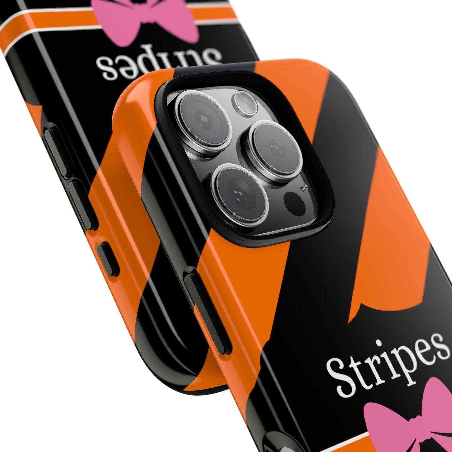 Phone Case iPhone 16/15/14 - Orange/Black Stripes & Swipes Tough Case