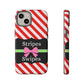 Phone Case iPhone 16/15/14 - Diagonal Red/White Stripes & Swipes Tough Case