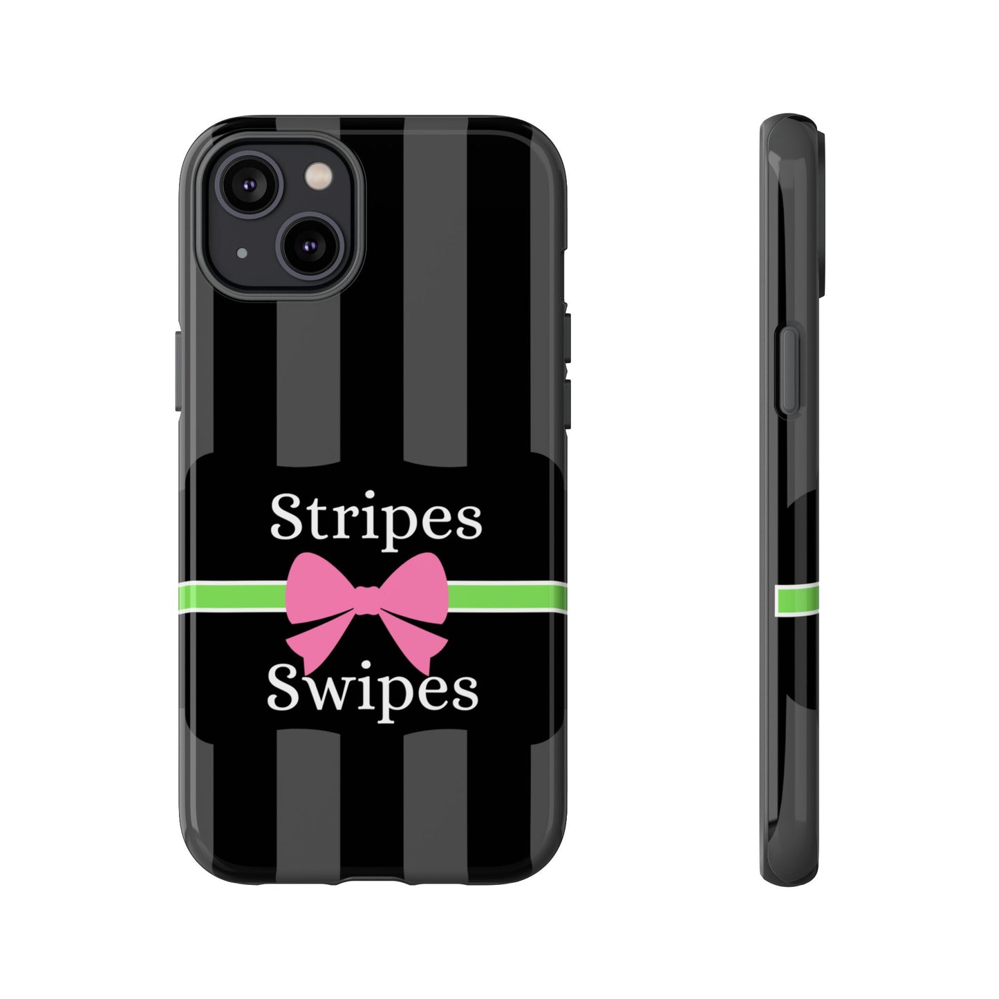 Phone Case iPhone 16/15/14 - Gray/Pink Stripes & Swipes Tough Case