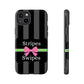 Phone Case iPhone 16/15/14 - Black/Gray/Pink Stripes & Swipes Tough Case