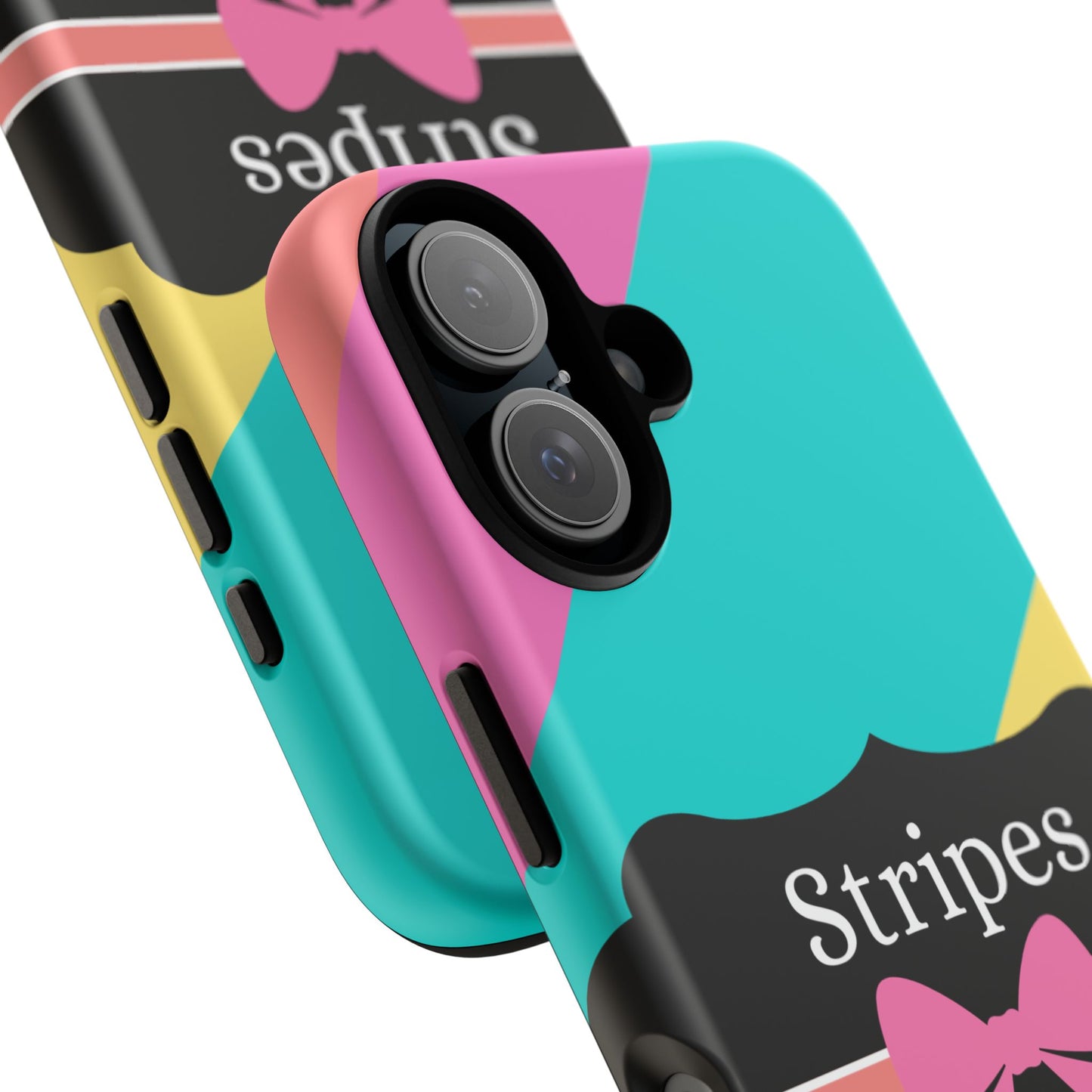 Phone Case iPhone 16/15/14 - Cotton Candy Stripes & Swipes Tough Case